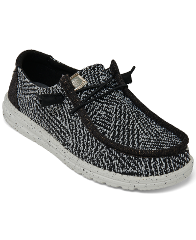 Shop Hey Dude Women's Wendy Woven Zig Zag Casual Moccasin Sneakers From Finish Line In Black