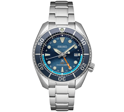 Shop Seiko Men's Prospex Sea Sumo Solar Gmt Stainless Steel Bracelet Watch 45mm In Light Blue