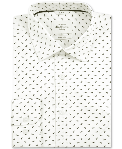 Shop Ben Sherman Men's Slim-fit Flower-print Shirt In White