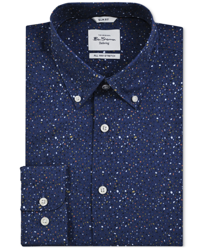 Shop Ben Sherman Men's Slim-fit Textured Shirt In Navy