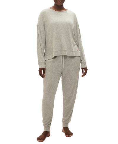 Shop Gap Body Women's 2-pc. Packaged Long-sleeve Jogger Pajamas Set In Grey