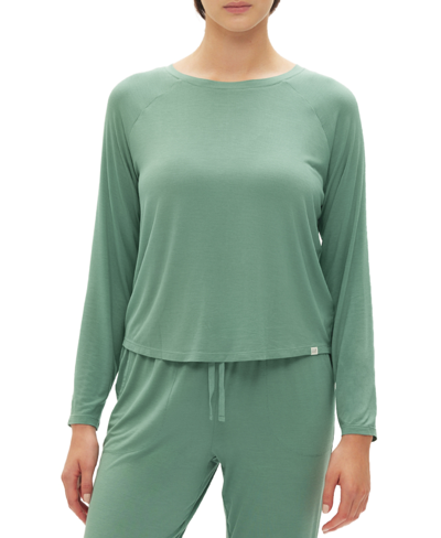 Shop Gap Body Women's Long-sleeve Crewneck Pajama Top In Boggy Green