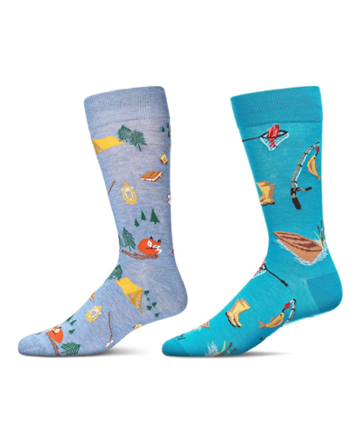 Shop Memoi Men's Pair Novelty Socks, Pack Of 2 In Denim Heather