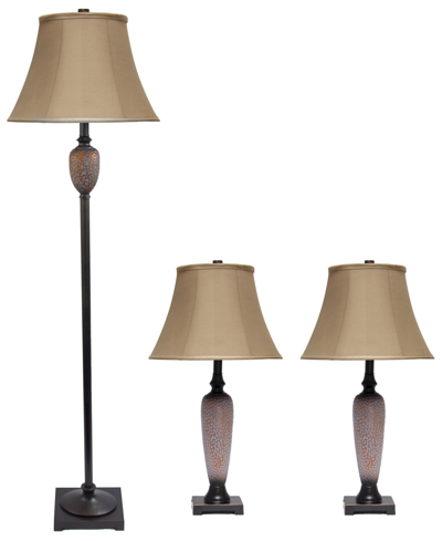 Shop All The Rages Lalia Home Homely Valdivian 3 Piece Metal Lamp Set In Hammered Bronze
