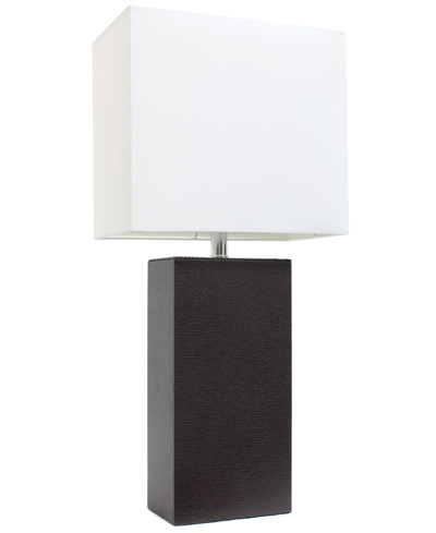 Shop All The Rages Lalia Home Lexington 21" Faux Leather Base Table Lamp In Espresso Brown