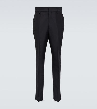 Prada Mohair And Wool Slim Pants In Blue