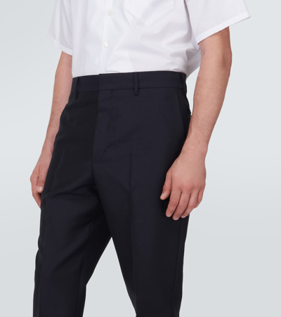 Prada Mohair And Wool Slim Pants In Blue