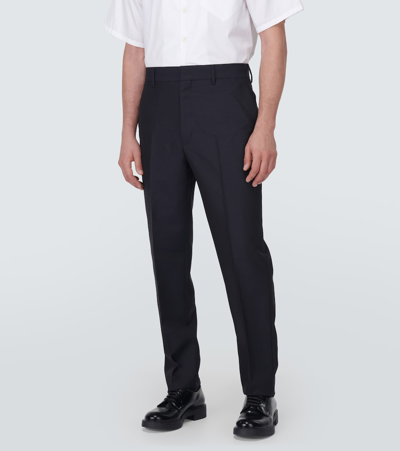 Prada Mohair And Wool Slim Pants In Blue