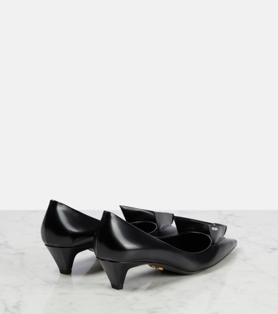 Prada Brushed Leather Pumps In Black