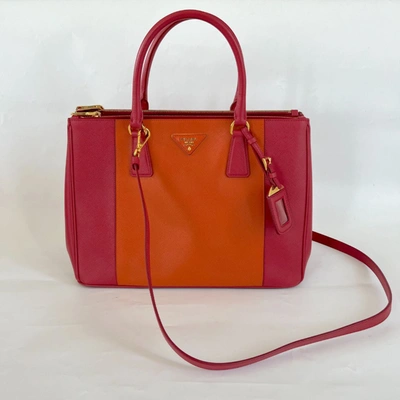 Pre-owned Prada Bicolor Saffiano Leather Tote Bag With Crossbody Strap