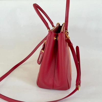 Pre-owned Prada Bicolor Saffiano Leather Tote Bag With Crossbody Strap