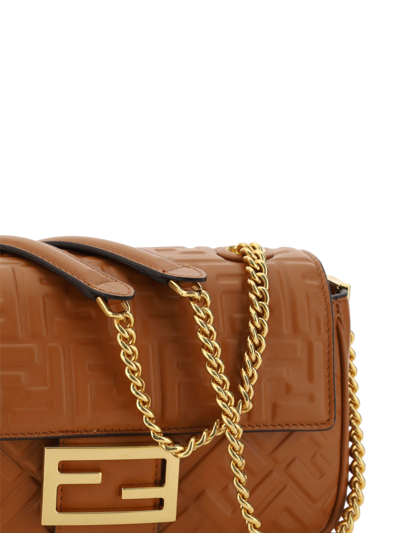 Shop Fendi Baguette Shoulder Bag In Brandy/ovibr