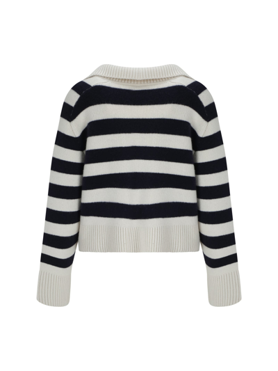 Shop Khaite Franklin Sweater In Magnolia/navy Stripe