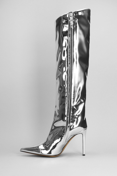 Shop Alexandre Vauthier High Heels Boots In Silver Polyuretan