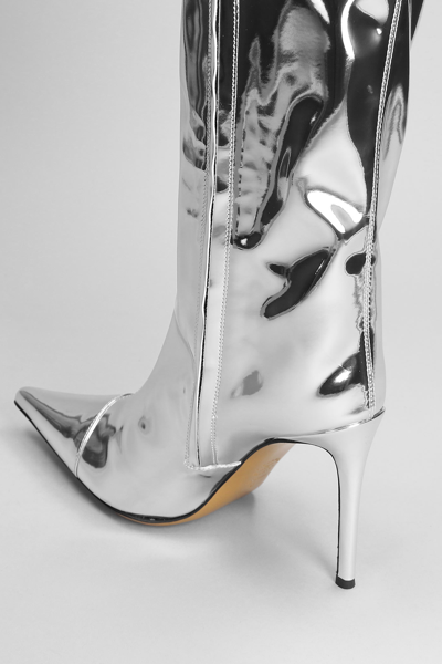 Shop Alexandre Vauthier High Heels Boots In Silver Polyuretan