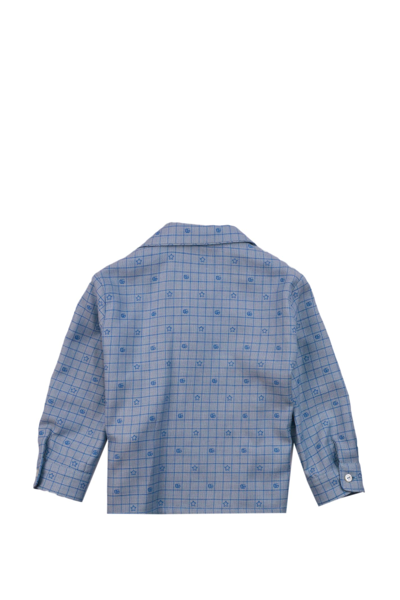 Shop Gucci Cotton Shirt With Double G In Light Blue