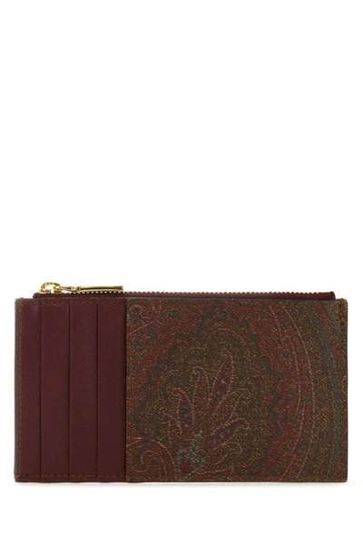 Shop Etro Woman Multicolor Canvas And Leather Card Holder