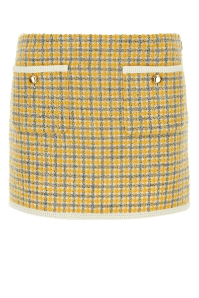 Shop Miu Miu Woman Two-tone Boucle Mini Skirt In Multicolor