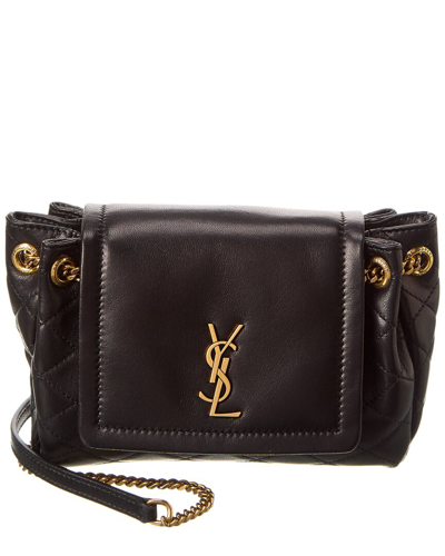 Shop Saint Laurent Nolita Mini Leather Shoulder Bag In Black