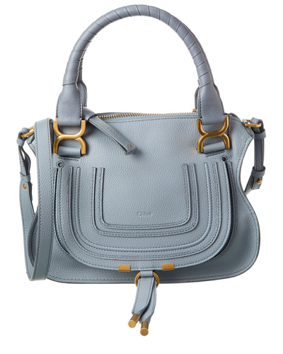 Shop Chloé Marcie Small Leather Satchel In Blue