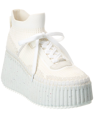 Shop Chloé Nama Knit Platform Sneaker In White