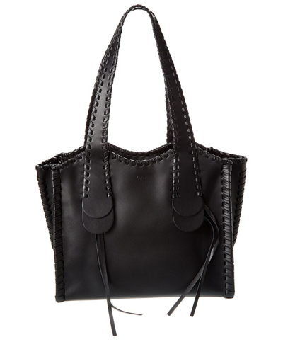 Shop Chloé Mony Leather Tote In Black