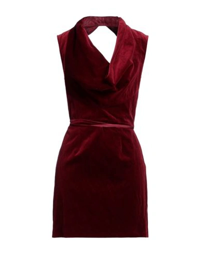 Shop Dsquared2 Woman Mini Dress Burgundy Size 2 Cotton, Metallic Fiber In Red