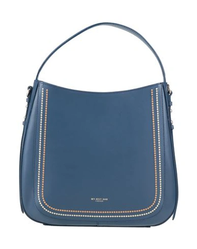 Shop My-best Bags Woman Handbag Navy Blue Size - Soft Leather