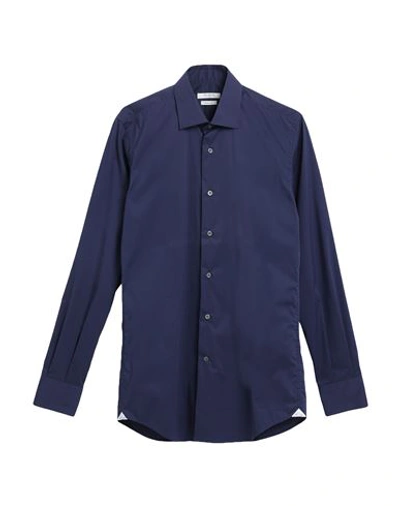 Del Siena Man Shirt Blue Size 14 ½ Cotton, Polyamide, Elastane In Blue