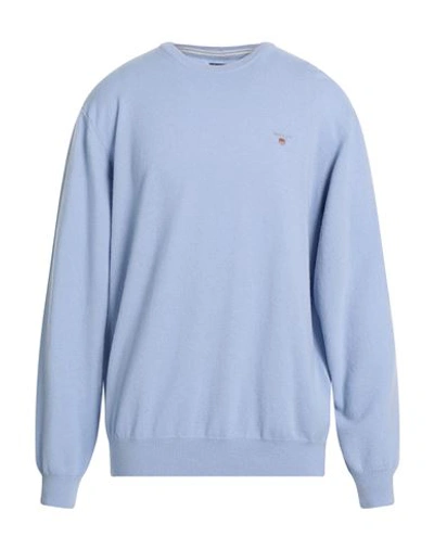 Shop Gant Man Sweater Light Blue Size Xxl Lambswool