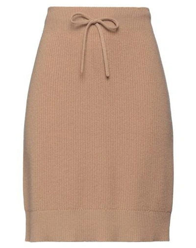 Shop Ballantyne Woman Mini Skirt Camel Size 10 Cashmere In Beige