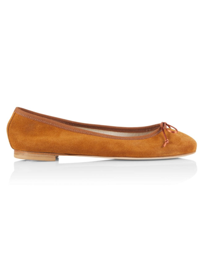 Shop Saks Fifth Avenue Women's Collection Suede Ballet Flats In Camel