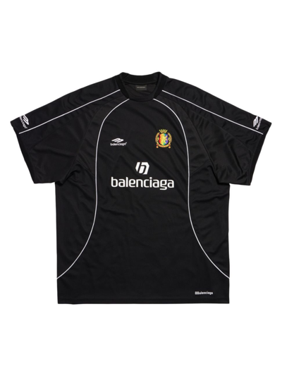 Shop Balenciaga Lion Crest Soccer Oversized T-shirt In Black