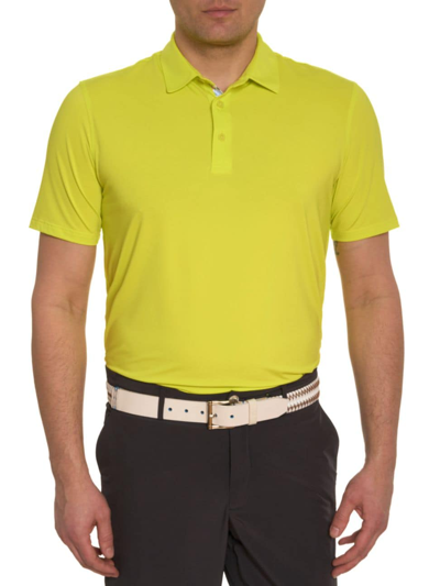 Shop Robert Graham Men's Axelsen Knit Polo Shirt In Lime