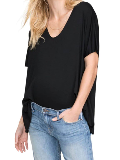Shop Hatch Women's The Perfect Maternity V-neck T-shirt In Black