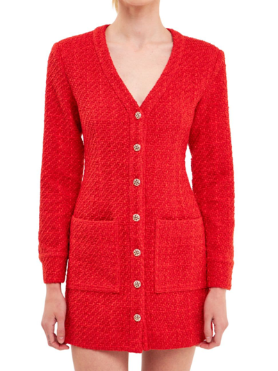 Shop Endless Rose Women's Textured Button Down Dress In Red