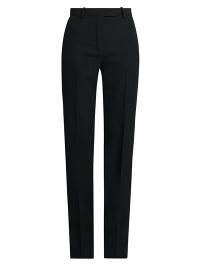 Shop Versace Women's Grain De Poudre Wool Pants In Black