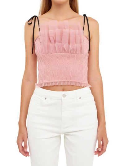 Shop Endless Rose Women's Tulle Cropped Top In Pink