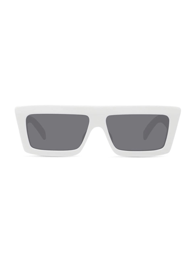 Shop Celine Men's 57mm Flat-top Rectangular Sunglasses In White