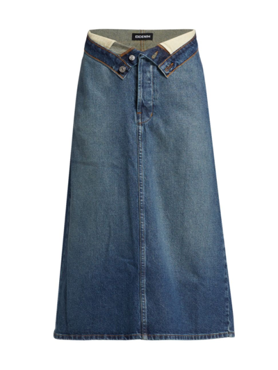 Shop Eb Denim Women's Madison Denim Midi Skirt In Blue Dream