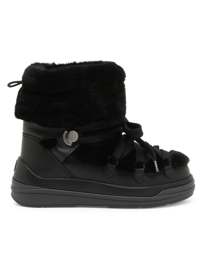 Shop Moncler Women's Insolux Leather Snow Boots In Black