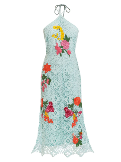 Shop Mestiza New York Women's Maria Crocheted Cotton Midi-dress In Blue Multi