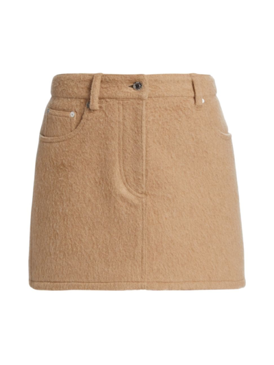 Shop Helmut Lang Women's Wool A-line Mini Skirt In Camel