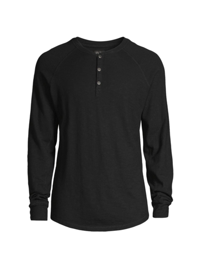 Shop Good Man Brand Men's Soft Slub Long-sleeve Henley Shirt In Black