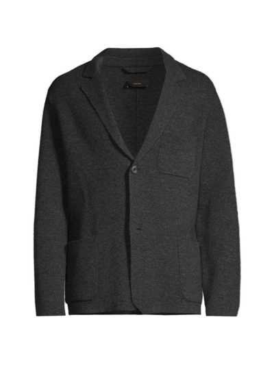 Shop Vince Men's Knit Two-button Blazer In Heather Black