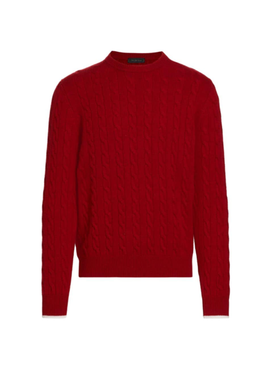 Shop Saks Fifth Avenue Men's Collection Braided Cable-knit Crewneck Sweater In Red