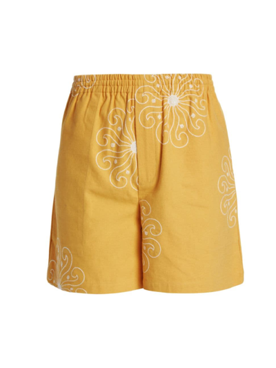 Shop Bode Men's Soleil Shorts In Yellow