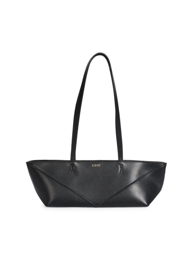 Shop Loewe Women's Puzzle Fold Cropped Tote In Black