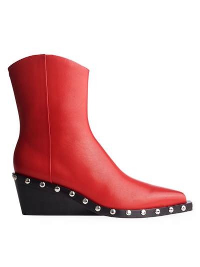 Shop Rag & Bone Women's Santiago Leather Wedge Booties In Fiery Red