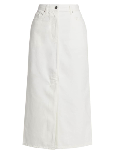 Shop Loulou Studio Women's Rona Denim Midi-skirt In Ivory
